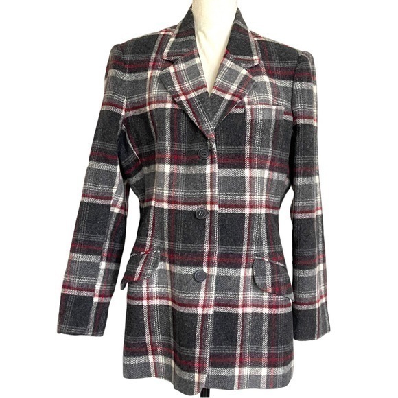 White Stag Jackets & Blazers - White Stag Woolen Blazer Jacket Grey Check Size L/XL
